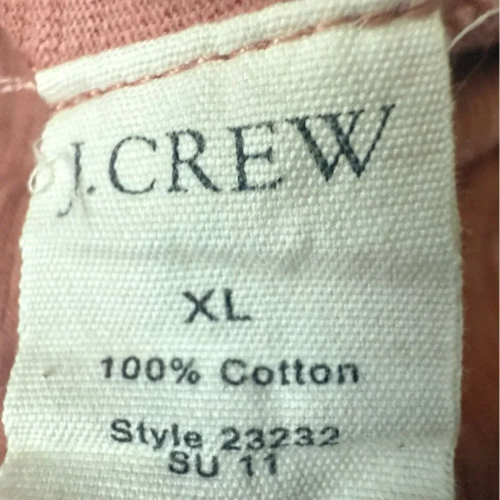 J.Crew Mens XL Coral Pink Orange Slub Cotton Short Sleeve Casual Polo Shirt